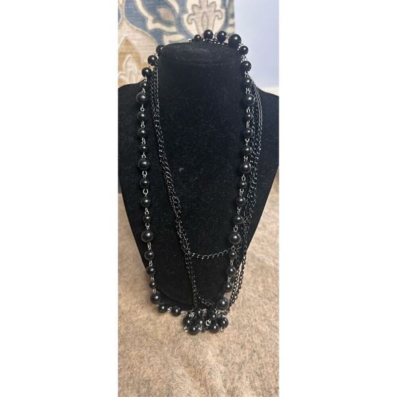 Stunning adjustable Vintage Black Bead Multi Layered Long Necklace  for Women Da - Picture 1 of 6